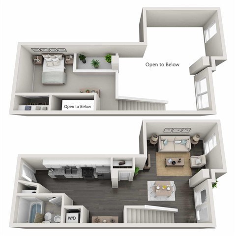 Floor plan for 1 bed, 1 bath, 879 sqft