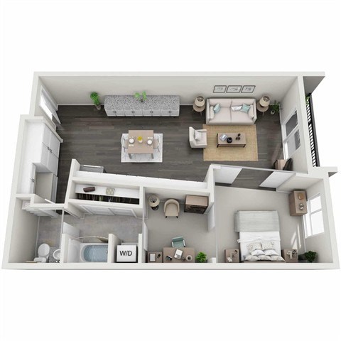 Floor plan for 1 bed, 1 bath, 778 sqft