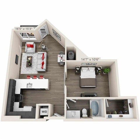 Floor plan for studio, 1 bath, 794 sqft