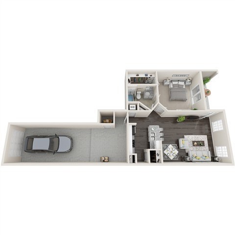 Floor plan for 1 bed, 1 bath, 756 sqft