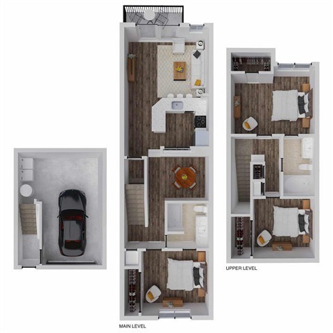 Floor plan for 3 beds, 2 baths, 1434 sqft