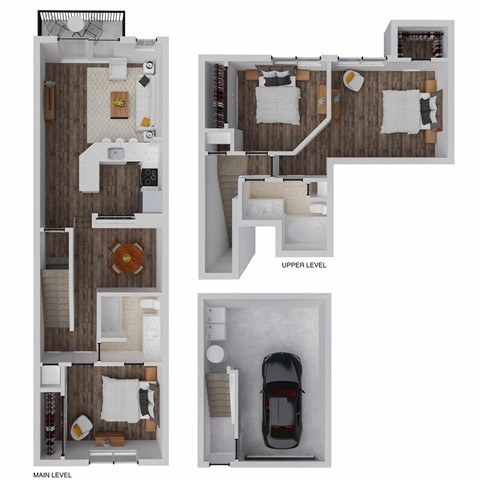 Floor plan for 3 beds, 2 baths, 1449 sqft