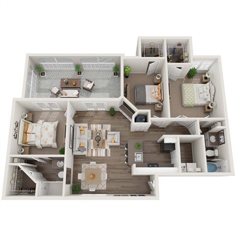 Floor plan for 3 beds, 2 baths, 1511 sqft