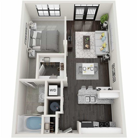 Floor plan for studio, 1 bath, 685 sqft