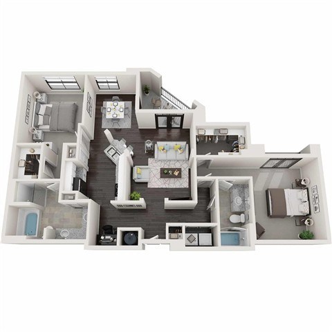 Floor plan for 2 beds, 2 baths, 1339 sqft
