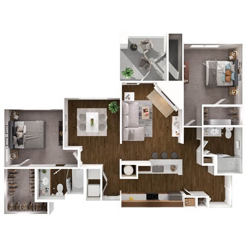Floor plan for 2 beds, 2 baths, 1188 sqft