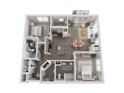 Floor plan for 2 beds, 2 baths, 1218 sqft