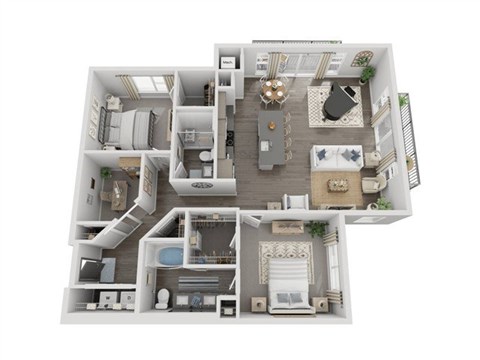 Floor plan for 2 beds, 2 baths, 1494 sqft