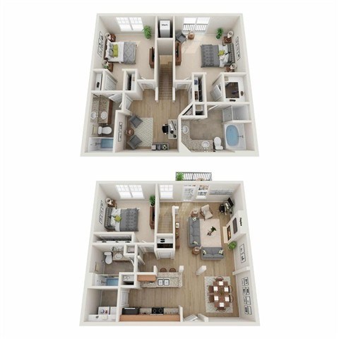 Floor plan for 3 beds, 3 baths, 1967 sqft