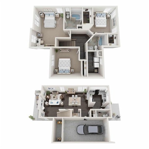 Floor plan for 3 beds, 2 baths, 1451 sqft