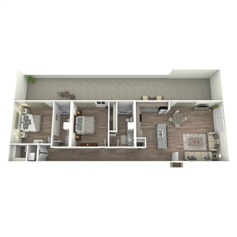 Floor plan for 2 beds, 2 baths, 1351 sqft