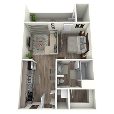 Floor plan for studio, 1 bath, 517 sqft