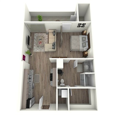 Floor plan for studio, 1 bath, 509 sqft