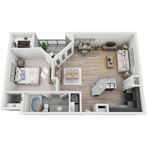 Floor plan for 1 bed, 1 bath, 1000 sqft