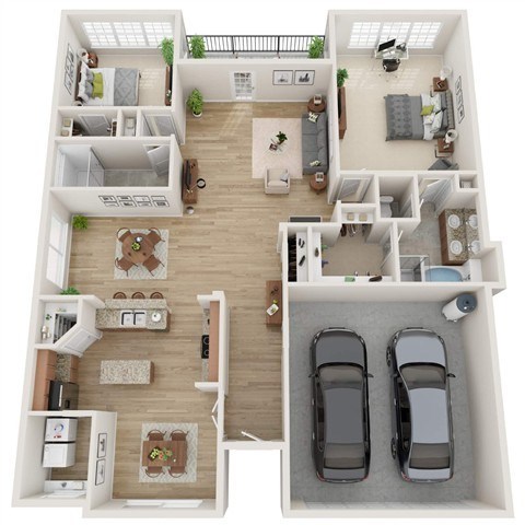 Floor plan for 2 beds, 2 baths, 1783 sqft