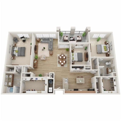 Floor plan for 3 beds, 2 baths, 1784 sqft