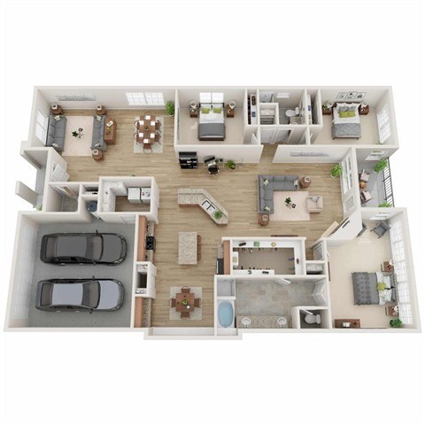 Floor plan for 3 beds, 2 baths, 2494 sqft