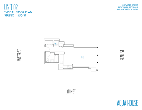 Floor plan for studio, 1 bath, 450 sqft