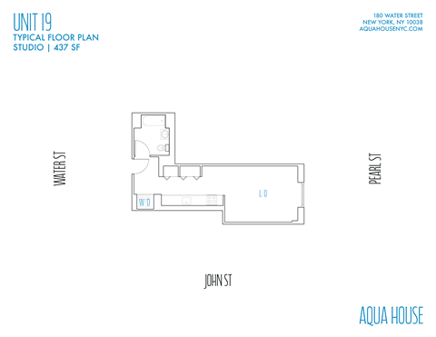 Floor plan for studio, 1 bath, 437 sqft