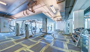 San Antonio apartment for rent - A gym with a variety of equipment including treadmills, weights, and exercise machines.