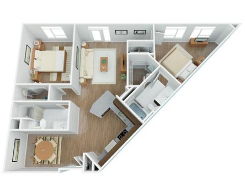 Floor plan for 2 beds, 2 baths, 1114 sqft