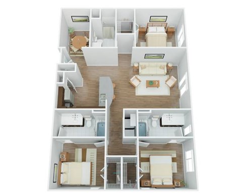 Floor plan for 3 beds, 3 baths, 1465 sqft