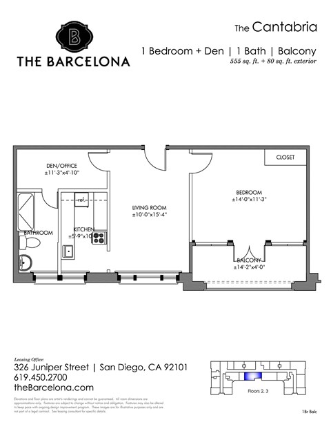 Floor plan for 1 bed, 1 bath, 478 sqft