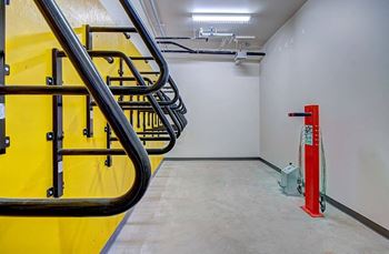 Bike storage with repair station