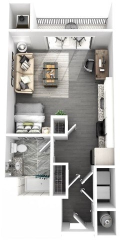 Floor plan for studio, 1 bath, 508 sqft