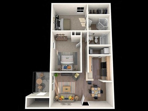 Floor plan for 2 beds, 2 baths, 960 sqft