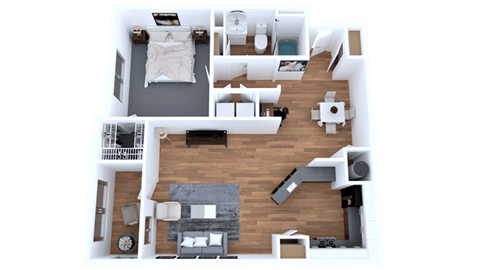 Floor plan for 1 bed, 1 bath, 920 sqft