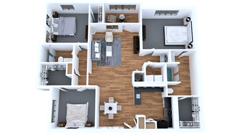 Floor plan for 3 beds, 2 baths, 1479 sqft