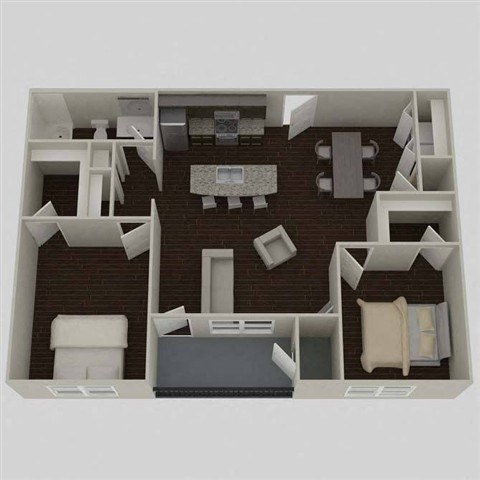Floor plan for 2 beds, 1 bath, 1140 sqft