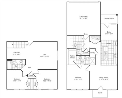Floor plan for 3 beds, 2.5 baths, 1788 sqft