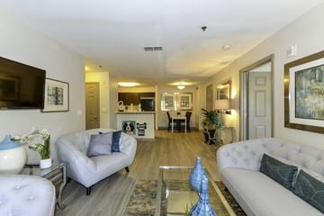 Dawsonville apartment for rent - A living room with a white couch and a grey armchair.