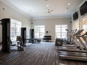 Mcdonough apartment for rent - A gym with treadmills, weights, and exercise equipment.