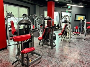 Fitness center with cardio equipment and free weights