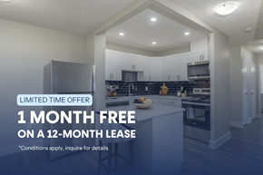 London apartment for rent - A kitchen with a 1 month free on a 12-month lease offer.