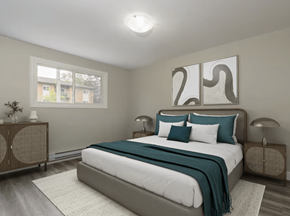 Hamilton apartment for rent - A bedroom with a large bed and a window.