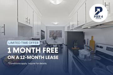 Kitchener apartment for rent - A kitchen with a 1 month free on a 12-month lease offer.