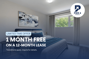 London apartment for rent - A bedroom with a bed, a window with curtains, and a painting on the wall.