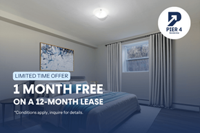 London apartment for rent - A bedroom with a bed, a window with curtains, and a painting on the wall.