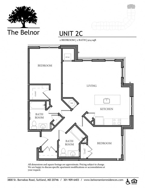 Floor plan for 2 beds, 1 bath