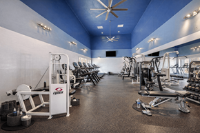 Euless apartment for rent - A gym with a variety of equipment including a rowing machine. at Infinity on the Landing Apartments , Euless, Texas