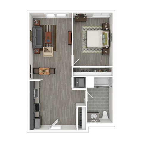 Floor plan for 1 bed, 1 bath