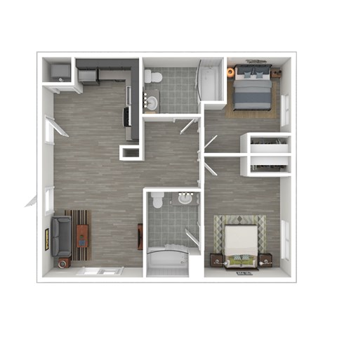 Floor plan for 1 bed, 1 bath