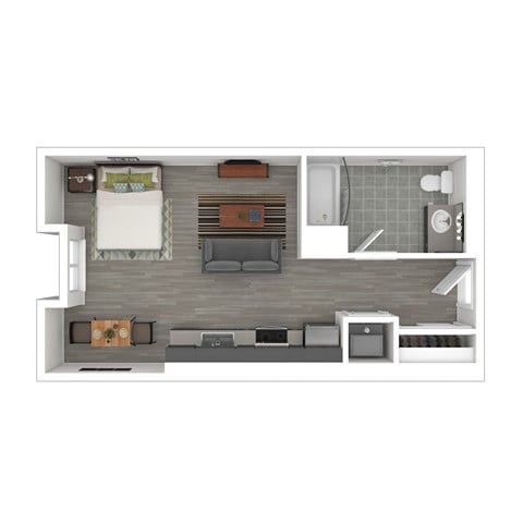 Floor plan for studio, 1 bath