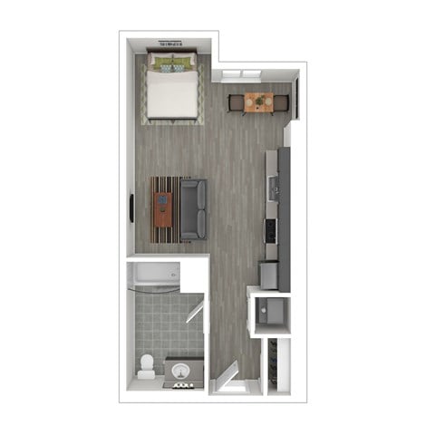 Floor plan for studio, 1 bath