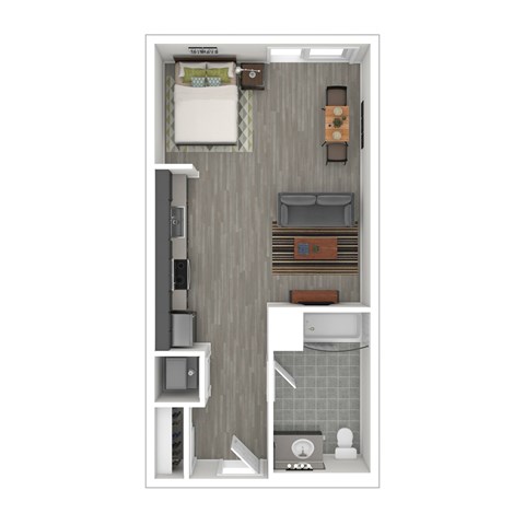 Floor plan for studio, 1 bath