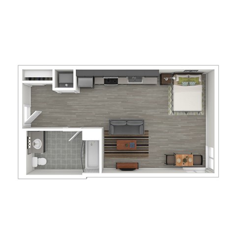 Floor plan for studio, 1 bath